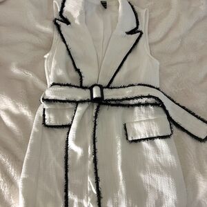 SHEIN White Textured Vest with Black Label